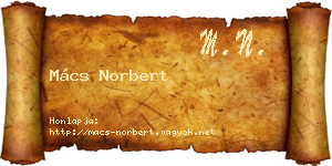 Mács Norbert névjegykártya